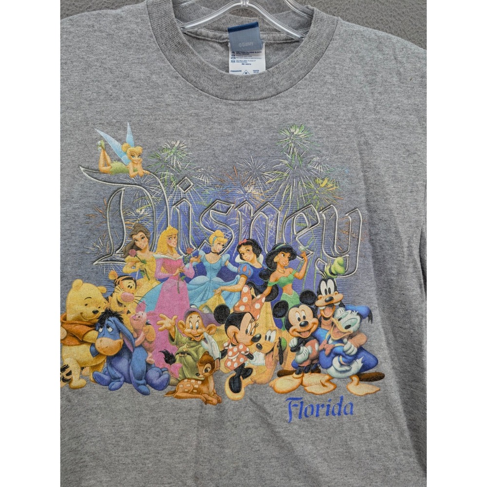 Disney Characters Florida T-Shirt Youth‎ Size M (10-12) Gray Made in USA Casual - Picture 4 of 9